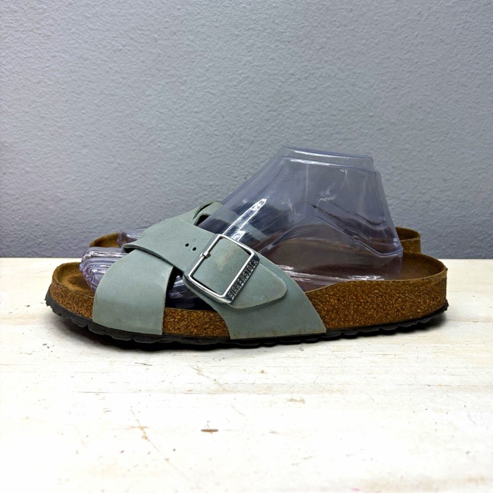 Birkenstock Blue Leather Siena Slide Sandals Size 40
